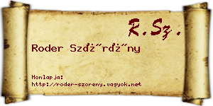 Roder Szörény névjegykártya